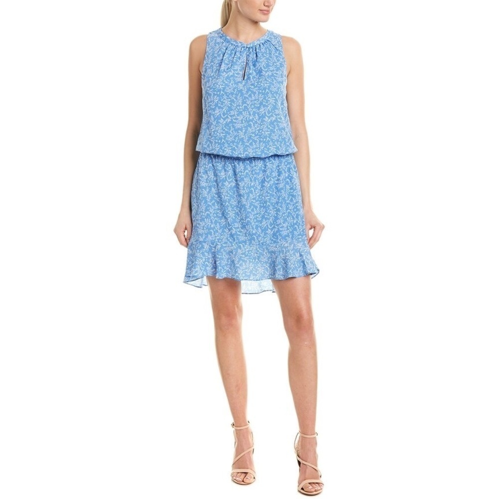 [Joie] Classic Blue Floral Ruffle Dress